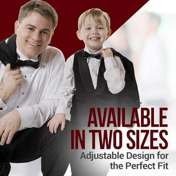 HOLD'EM Bow Tie Boys and Baby Satin Solid Color Adjustable Pre-tied - Teal - Picture 5 of 7